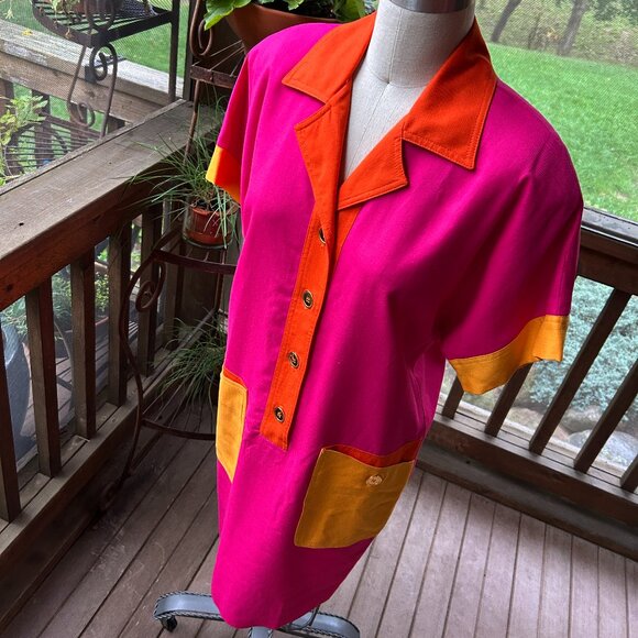 Vintage Tailored NR1 Color Block Shirtwaist Dress - Picture 4 of 15